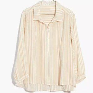 NWT Madewell Striped Gauze Drop-Shoulder Popover Top